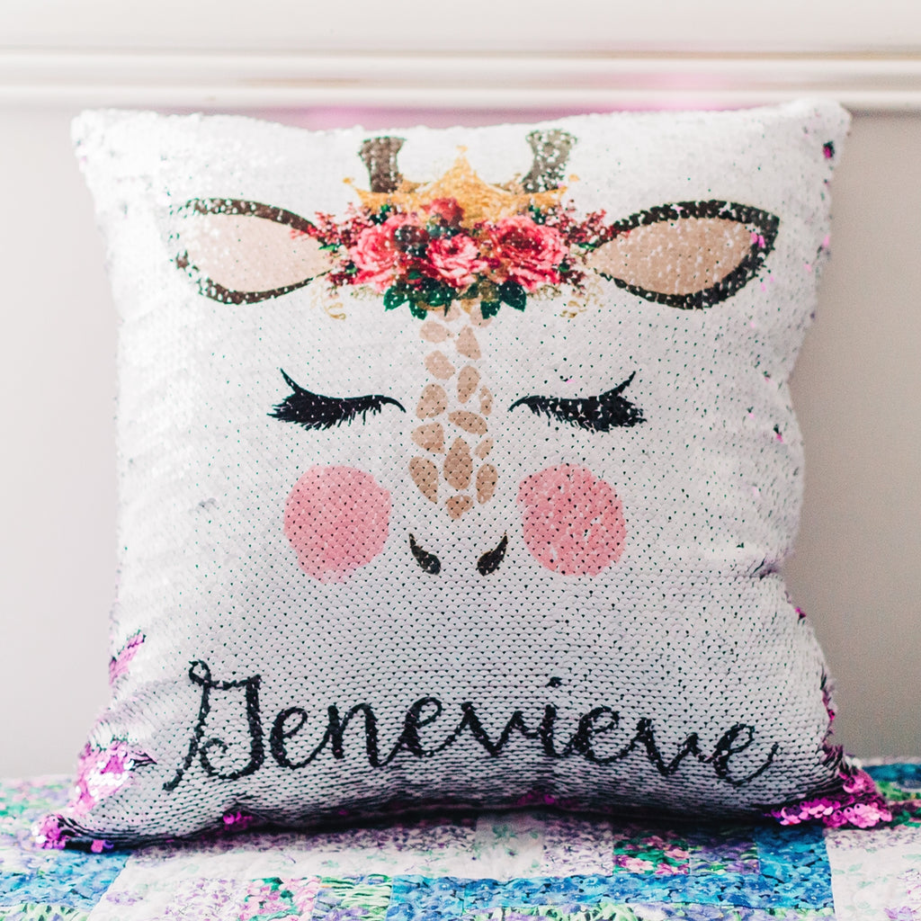 Personalized Giraffe Sequin Pillow, Pillows - Do Take It Personally