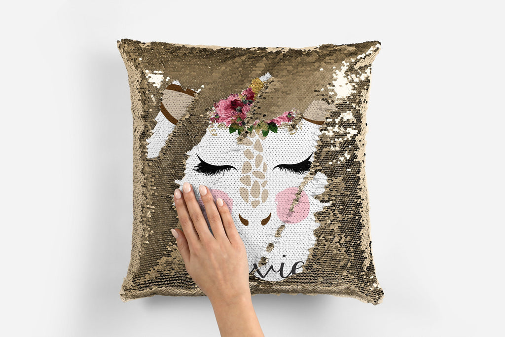 Personalized Sequin Pillow - Giraffe Gift - Gift for Girls