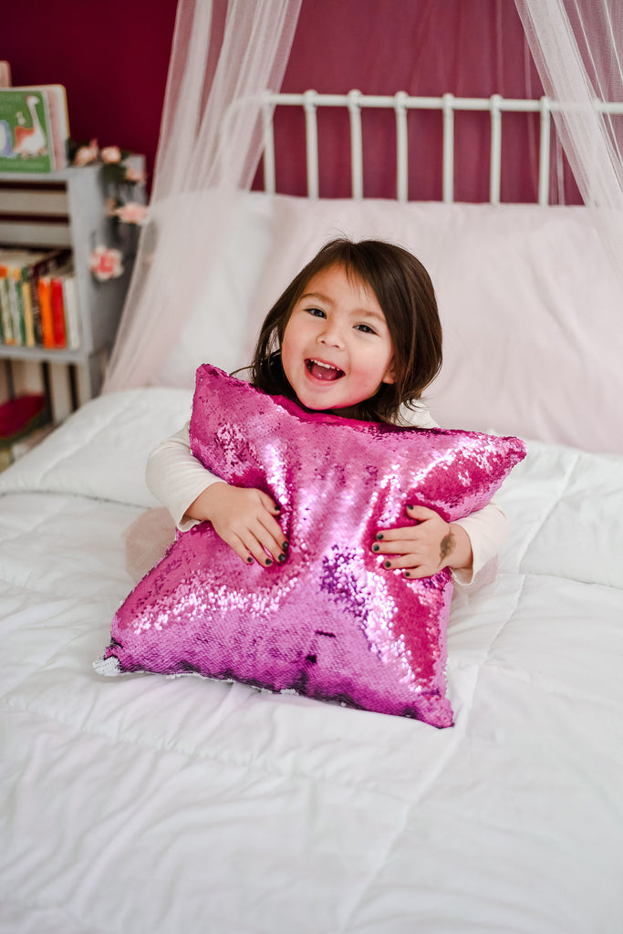 Personalized Dinosaur Gift - Custom Dinosaur Decor - Reversible Sequin TRex Pillow Case - Gift for Girls