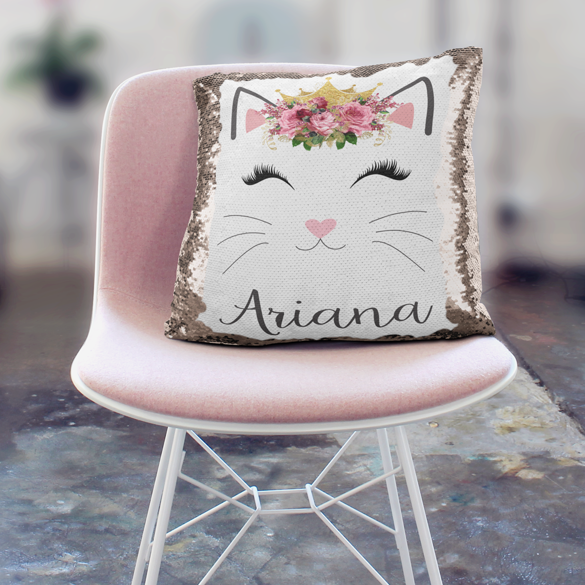 Cat sequin pillow best sale