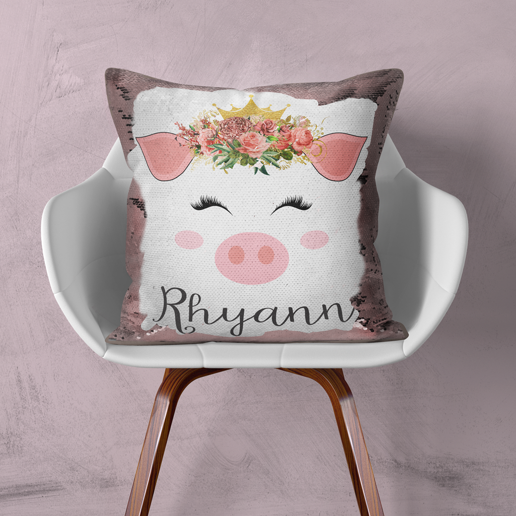 Personalized Pig Sequin Pillow, Pillows - Do Take It Personally