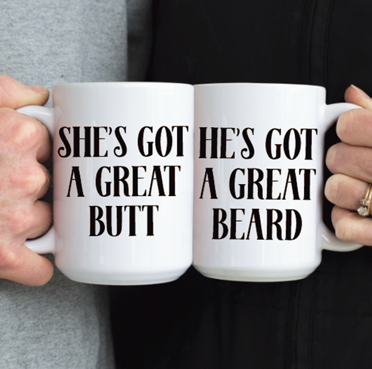 Butt & Beard Mug Set - 15 oz - Ceramic - White - Do Take It Personally