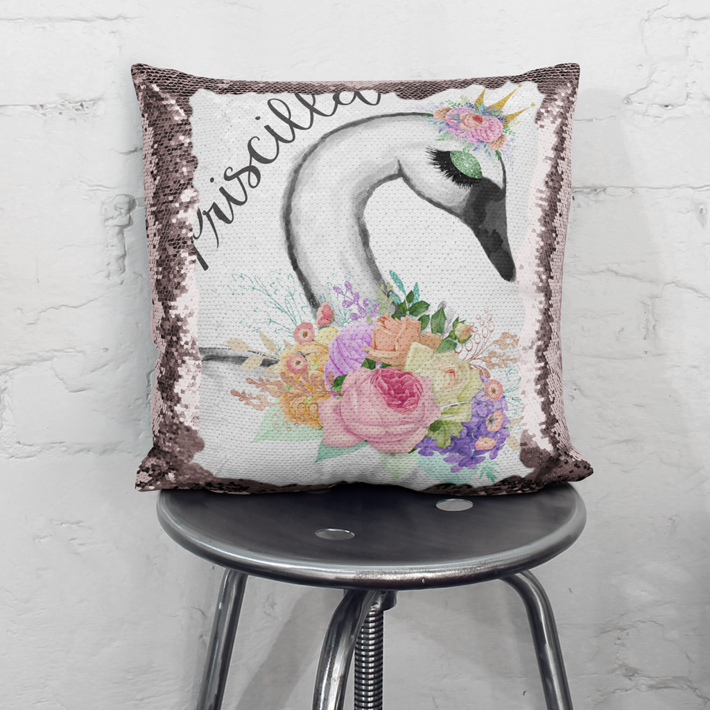 Personalized Swan Sequin Pillow, Pillows - Do Take It Personally