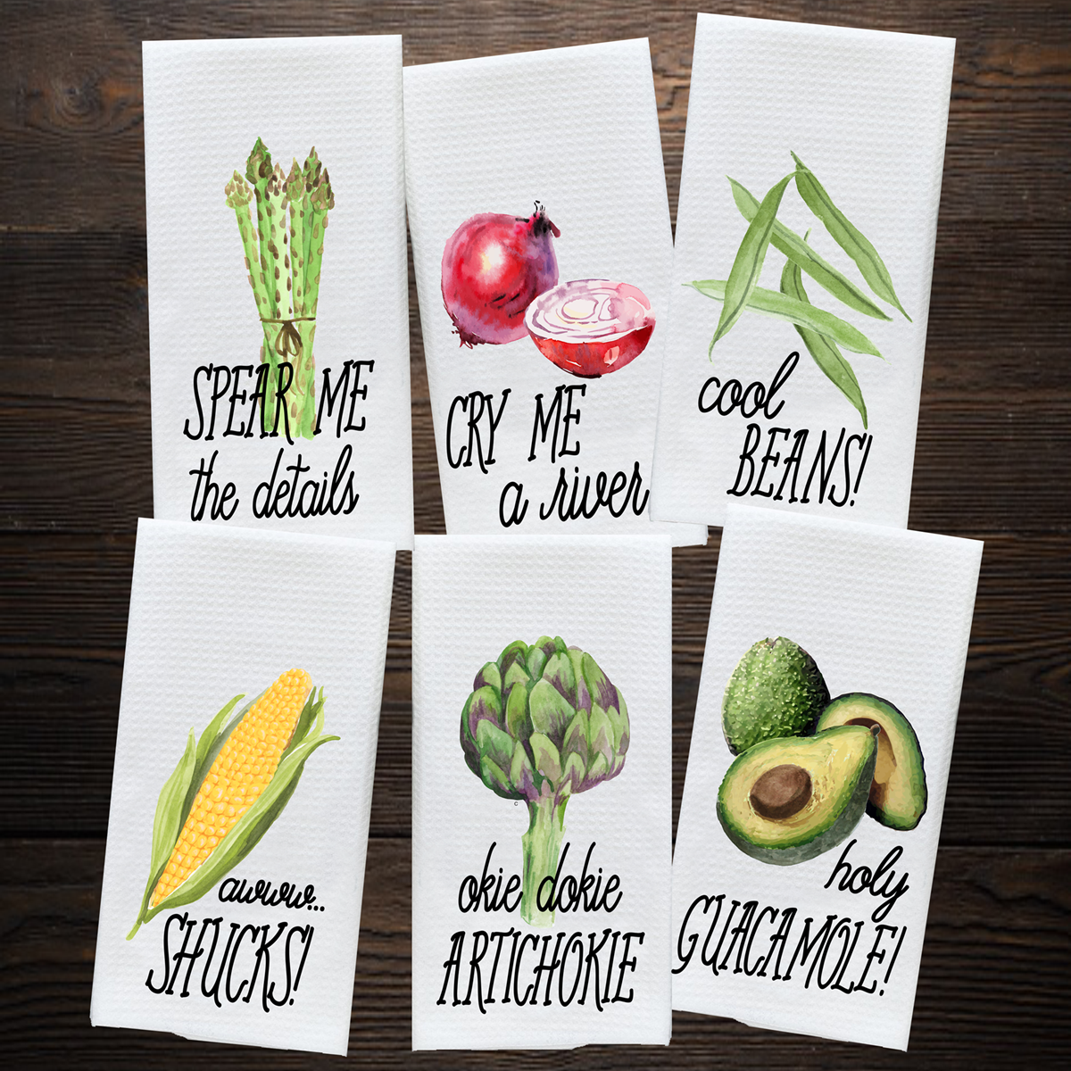 Vinjoy Microfiber Veggie Themed Dish Towels Set of 4 - Funny Puns, Durable  Design, Easy Cleaning