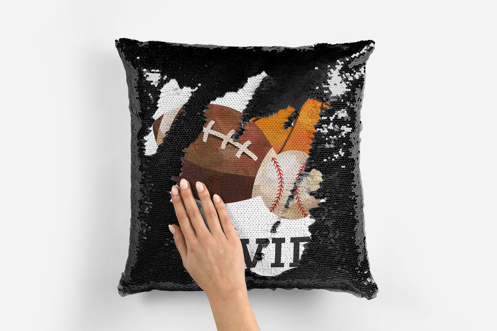 Personalized Baseball Gift - Custom Sports Decor - Reversible Sequin Football Pillow Case - Gift for Boys