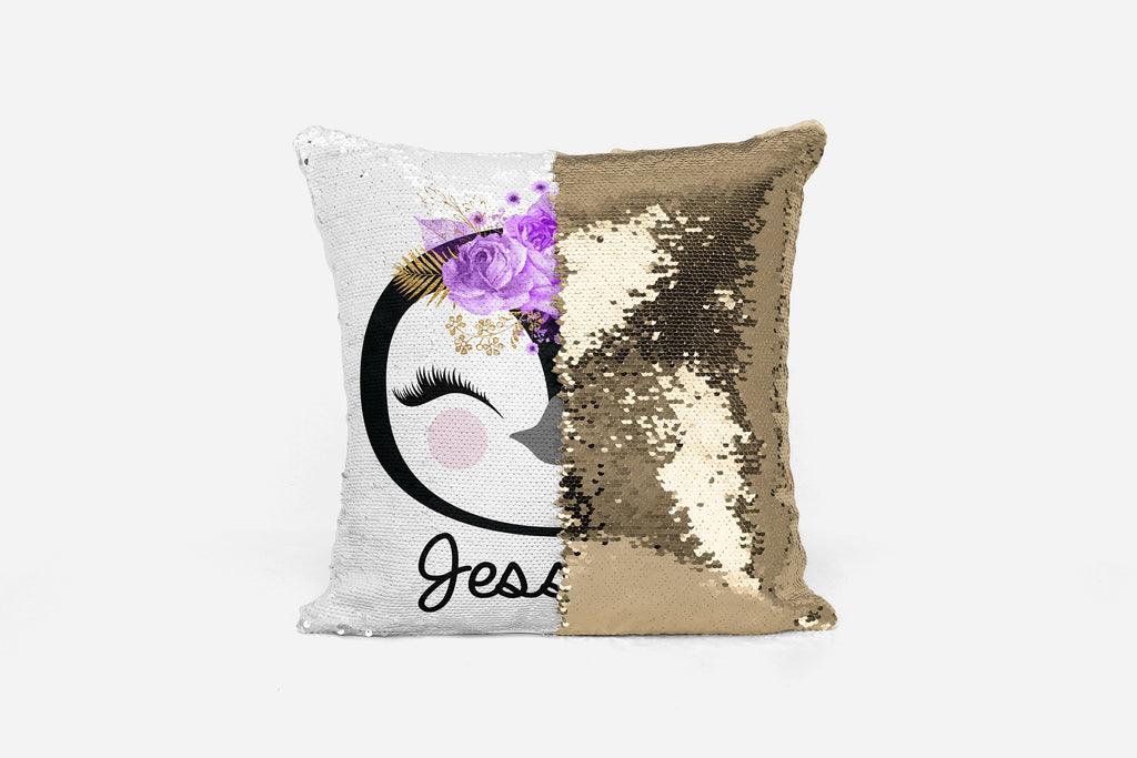 Penguin Gift - Personalized Reversible Sequin Pillow Cover - Custom Personalized Sequin Pillow Cover with Name - Hidden Message Pillow