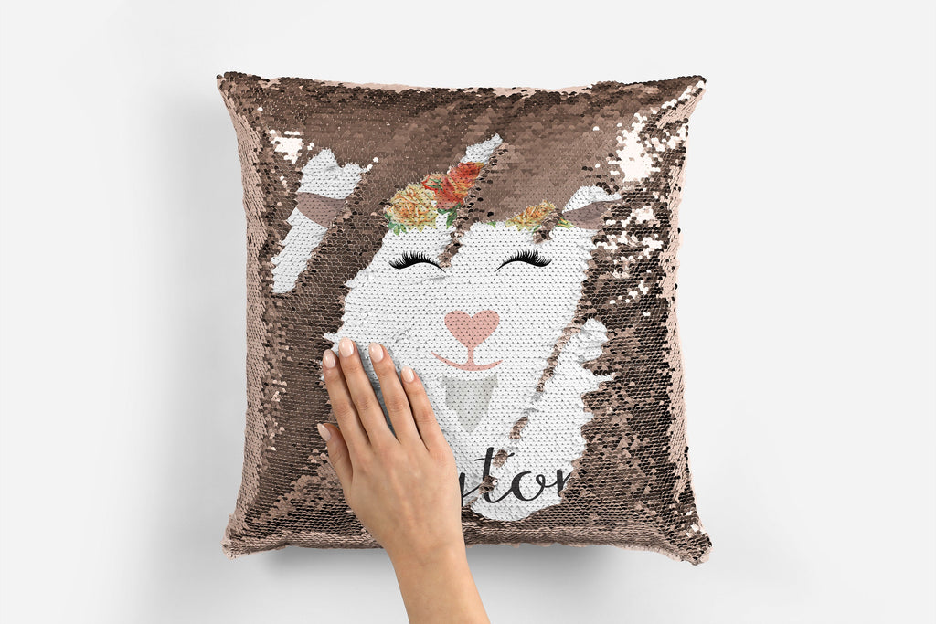 Sequin Pillow Cover- Gift for Wolf Lover - Custom Personalized Sequin Pillow Cover with Name - Hidden Message Pillow