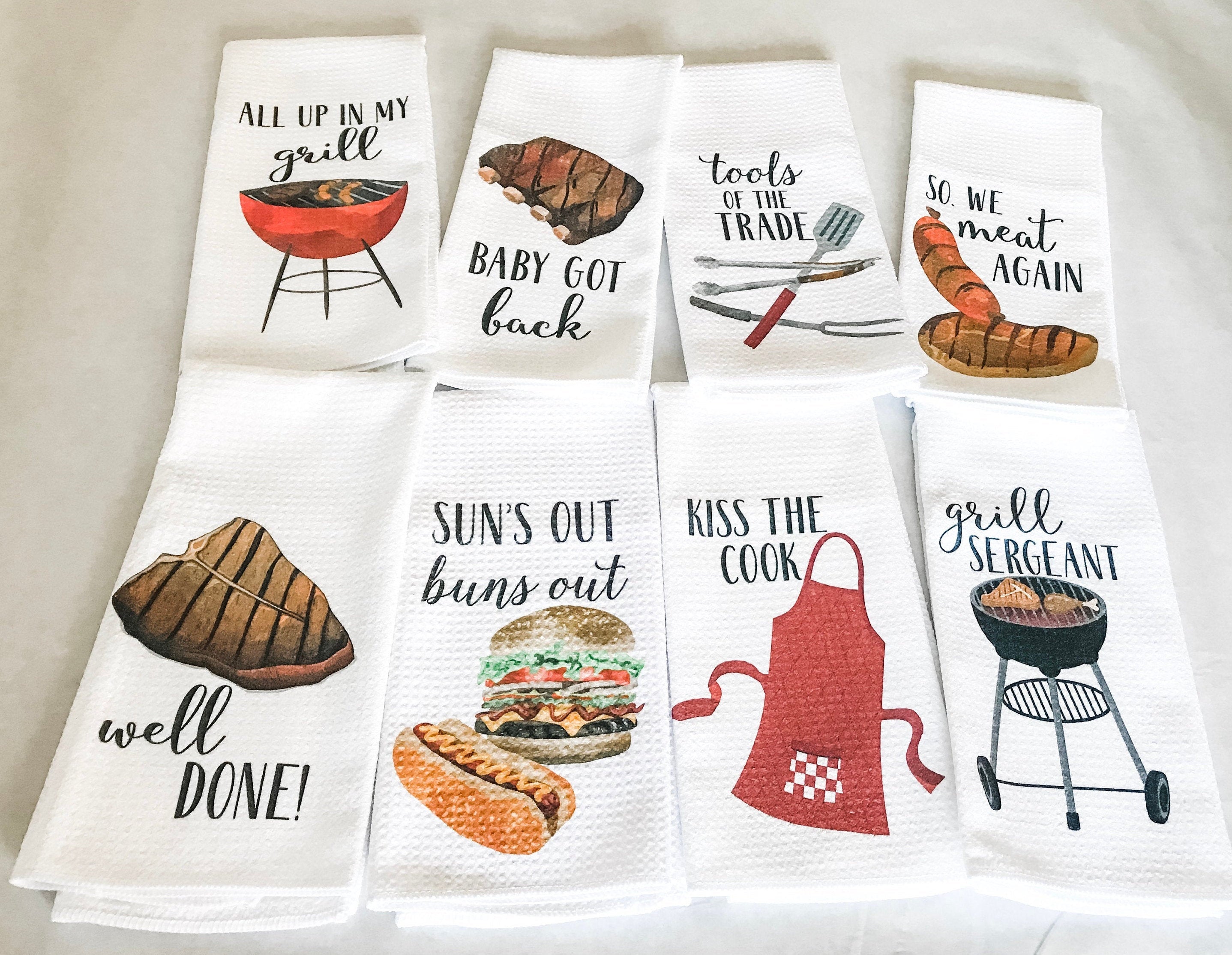 Set of 4 Funny Kitchen Towels Decorative Sets Housewarming Gifts