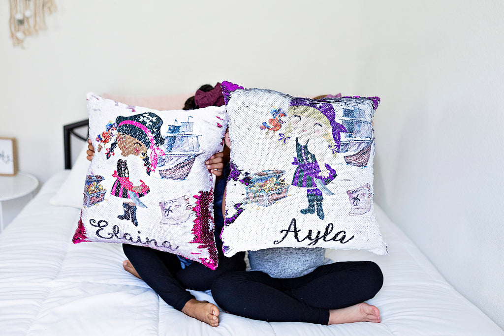 Personalized Pirate Gift for Girls - Sequin Pillow