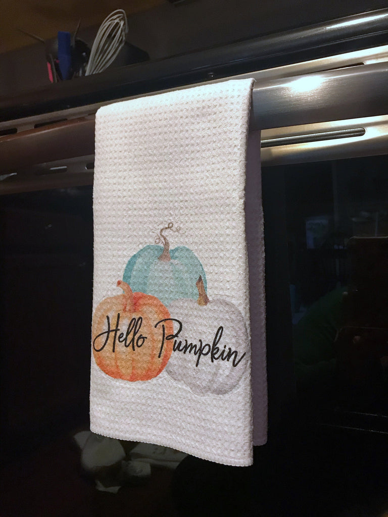 Hello Pumpkin Towel - Pumpkin Decor - Autumn Dish Towel - Fall Kitchen Towel -Fall Farmhouse Decor,  - Do Take It Personally