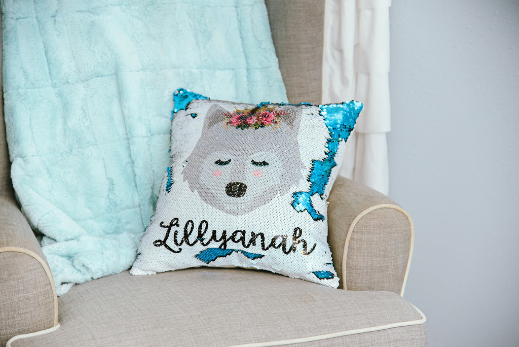 Personalized Sequin Wolf Pillow, Pillows - Do Take It Personally